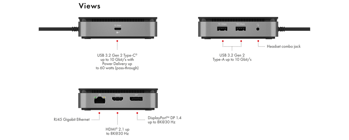 Icybox IB-DK408-C41 priključna postaja USB4 z dvojnim video izhodom 7v1, 60W PowerDelivery napajanje
