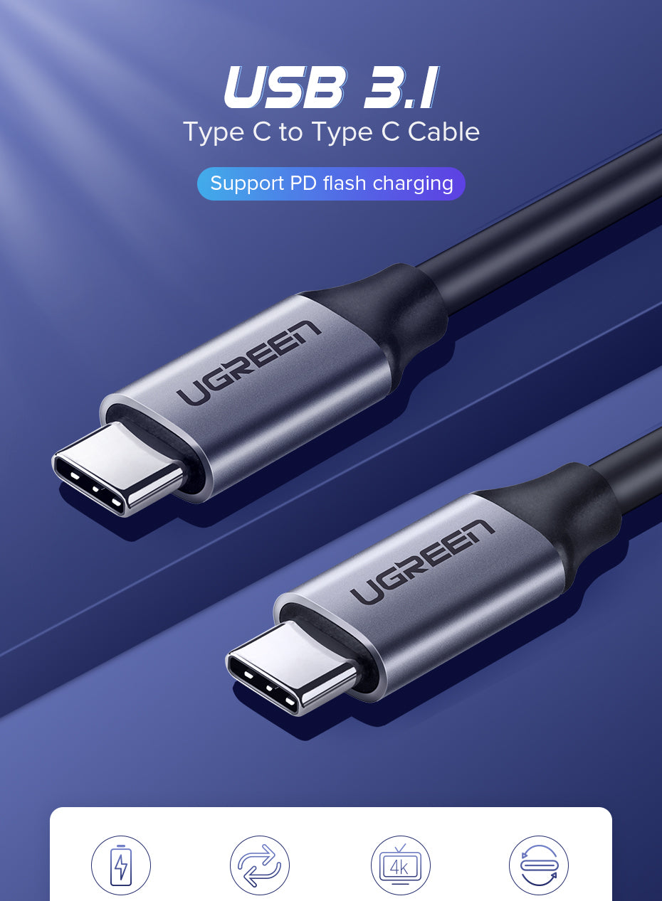 Ugreen USB-C 3.1 Gen1 3A 60W kabel, avdio+video, 1,5M