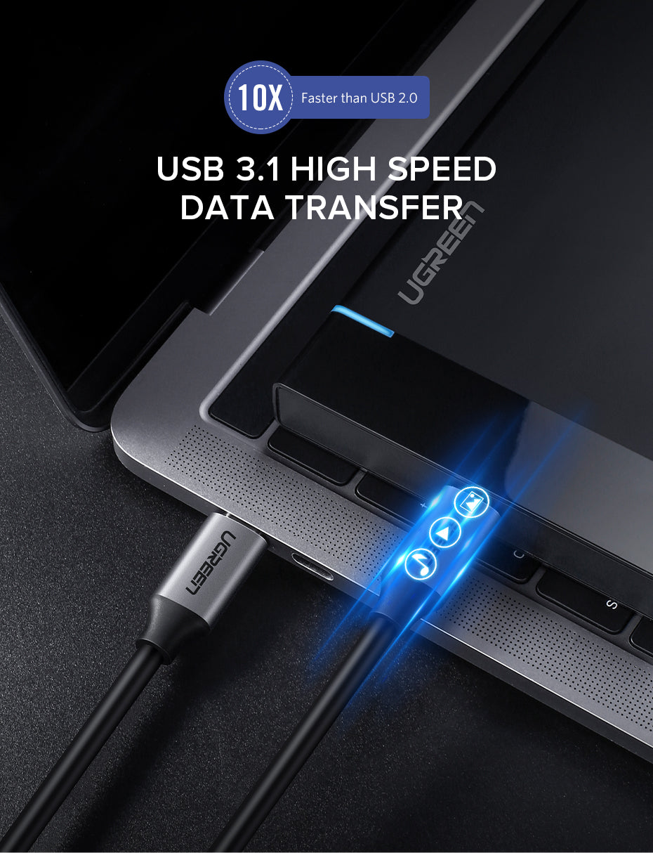 Ugreen USB-C 3.1 Gen1 3A 60W kabel, avdio+video, 1,5M