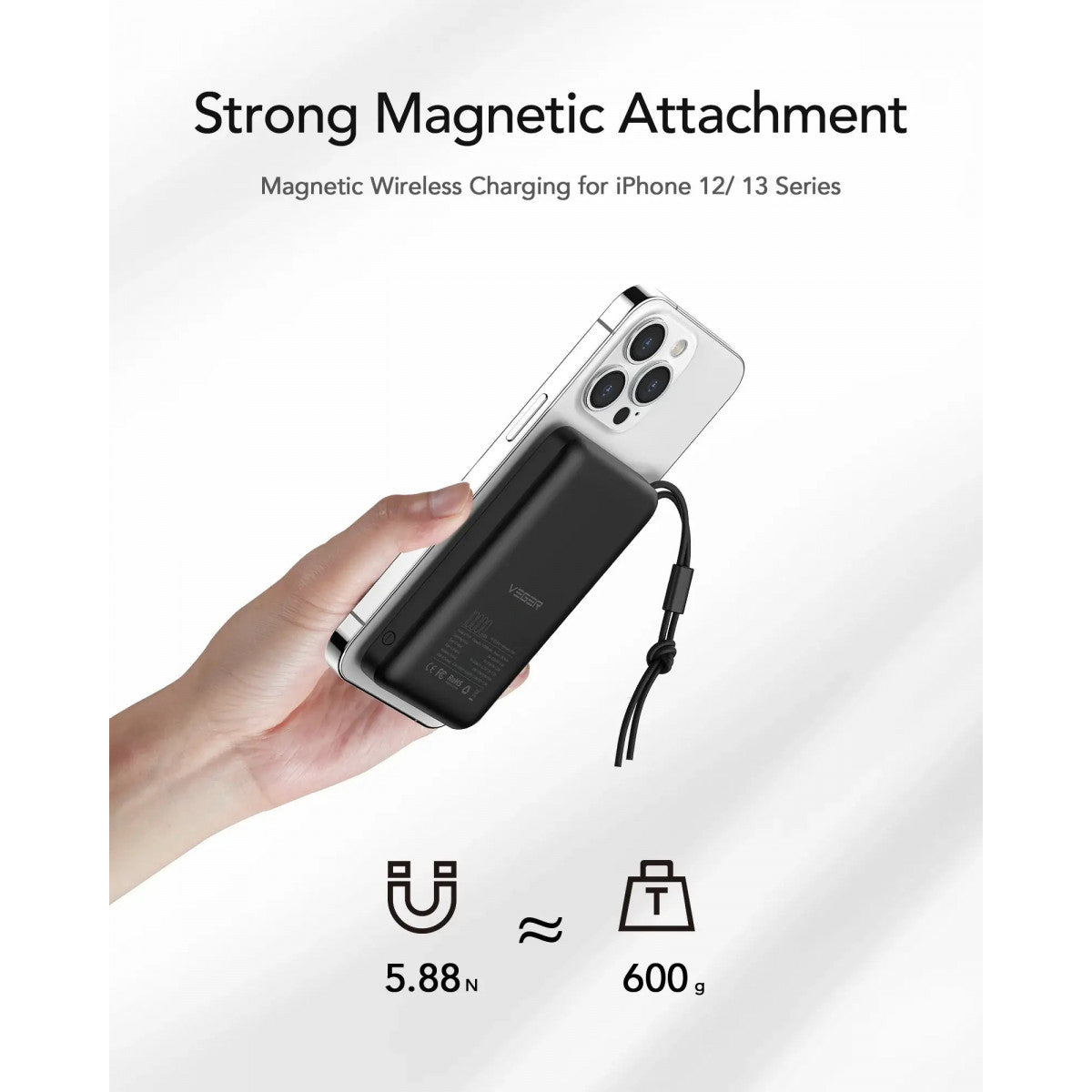 VEGER prenosna baterija MagOn 10000 mAh, bela
