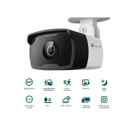 TP-LINK VIGI 4MP zunanja IR Bullet mrežna kamera (do 2560 × 1440 H.265+ 30fps)