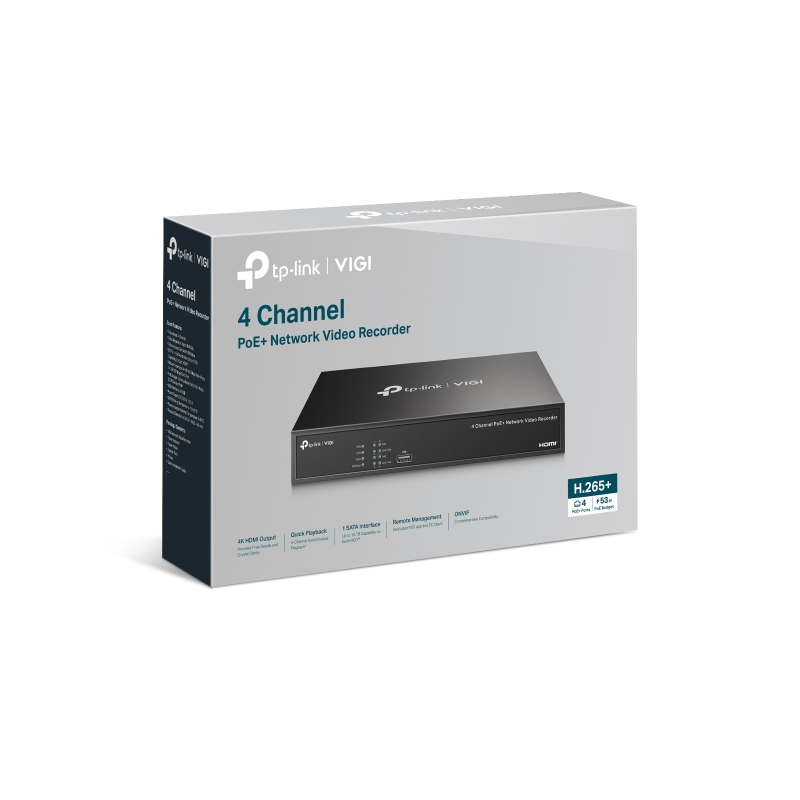 TP-LINK VIGI 4-kanalni PoE+ mrežni video snemalnik 24/7