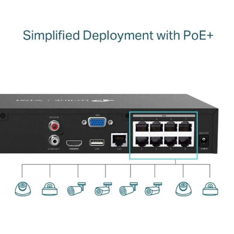 TP-LINK VIGI 8-kanalni omrežni video snemalnik PoE+
