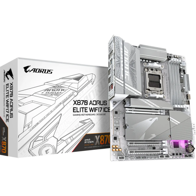 GIGABYTE X870 AORUS ELITE WIFI7 ICE, DDR5, SATA3, USB4, DP, 2.5GbE, WiFi 7, AM5 ATX