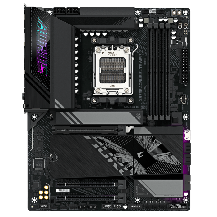 GIGABYTE X870E AORUS ELITE WIFI7, DDR5, SATA3, USB4, DP, 2.5GbE, WiFi 7, AM5 ATX
