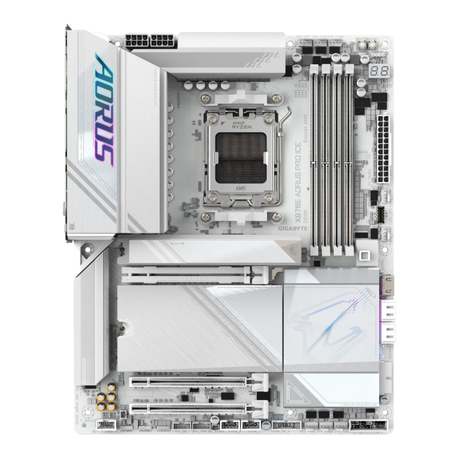 GIGABYTE X870E AORUS PRO ICE, DDR5, SATA3, USB4, DP, 2.5GbE, WiFi 7, AM5 ATX