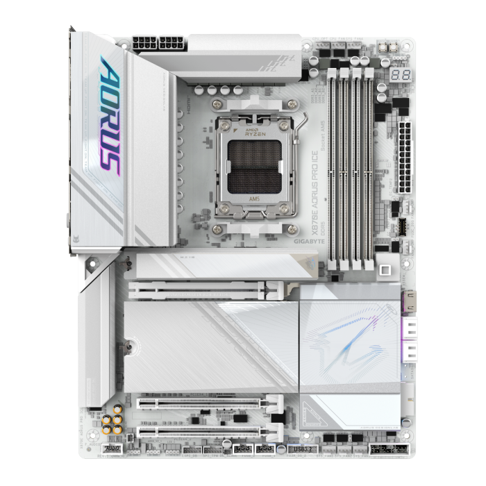GIGABYTE X870E AORUS PRO ICE, DDR5, SATA3, USB4, DP, 2.5GbE, WiFi 7, AM5 ATX