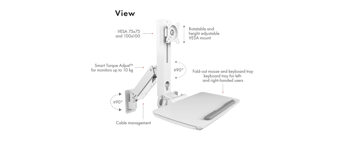 Icybox IB-WS700-W stenski nosilec za monitor - delovno postajo